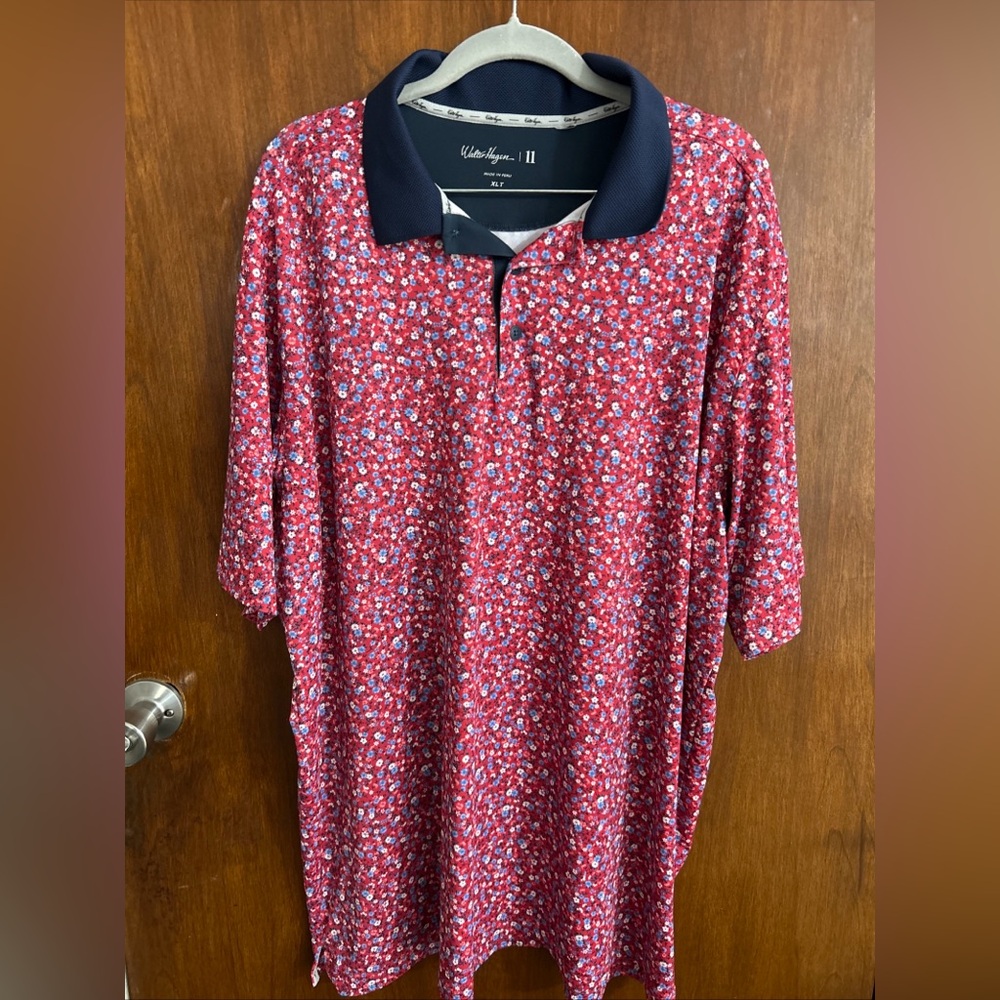Walter Hagen Men's Performance 11 USA Floral Golf Polo Size XLT